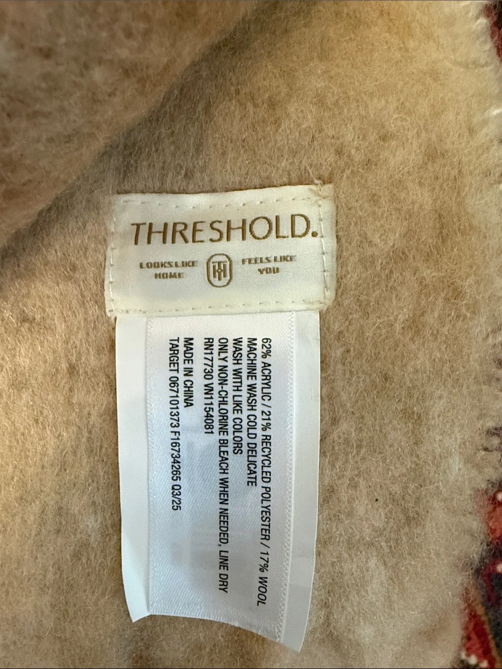 Threshold Striped Fringe Throw in Gray, Cream & Tan